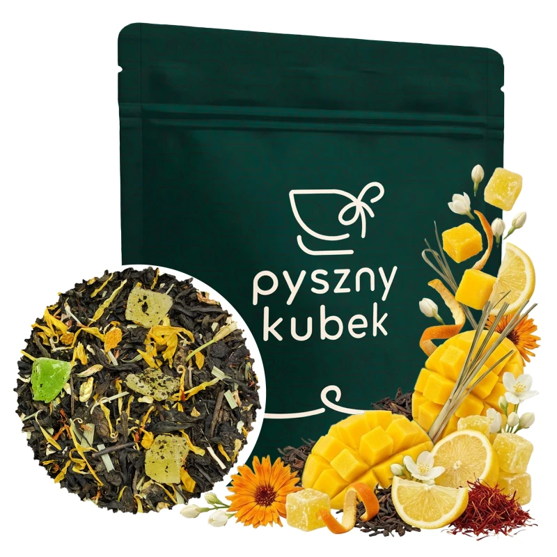 Cytrusowa herbata czerwona liściasta Słońce w pomarańczy Pu Erh w opakowaniu