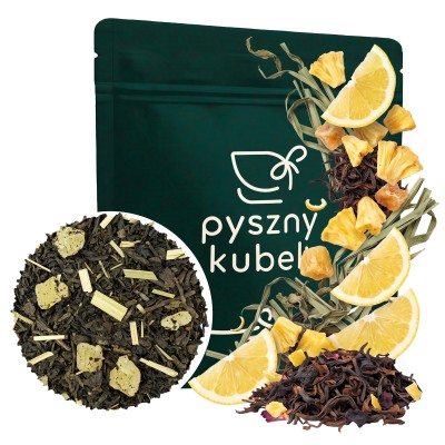Egzotyczna czerwona herbata sypana Ananas z Cytryną w eleganckim opakowaniu