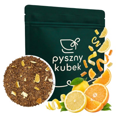 Orzeźwiająca herbata sypana Rooibos Cytryna z pomarańczą w eleganckim opakowaniu