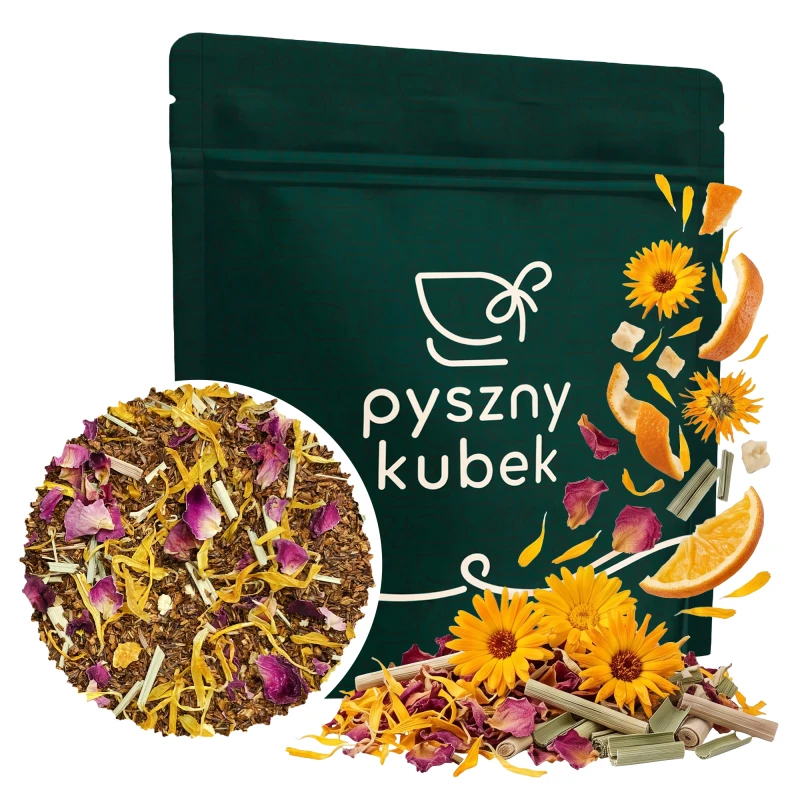 Owocowa herbata Rooibos Babie Lato w eleganckim opakowaniu