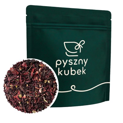 Naturalna suszona herbata z kwiatów hibiskusa karkade w eleganckim opakowaniu