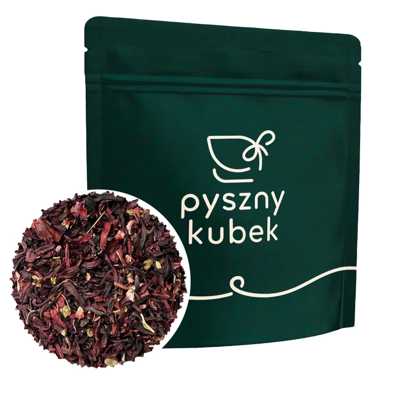 Naturalna suszona herbata z kwiatów hibiskusa karkade w eleganckim opakowaniu