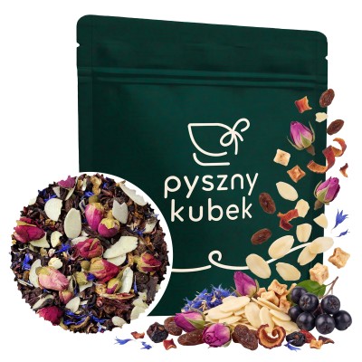 Aromatyczna owocowa herbata sypana Różany Zakątek w eleganckim opakowaniu