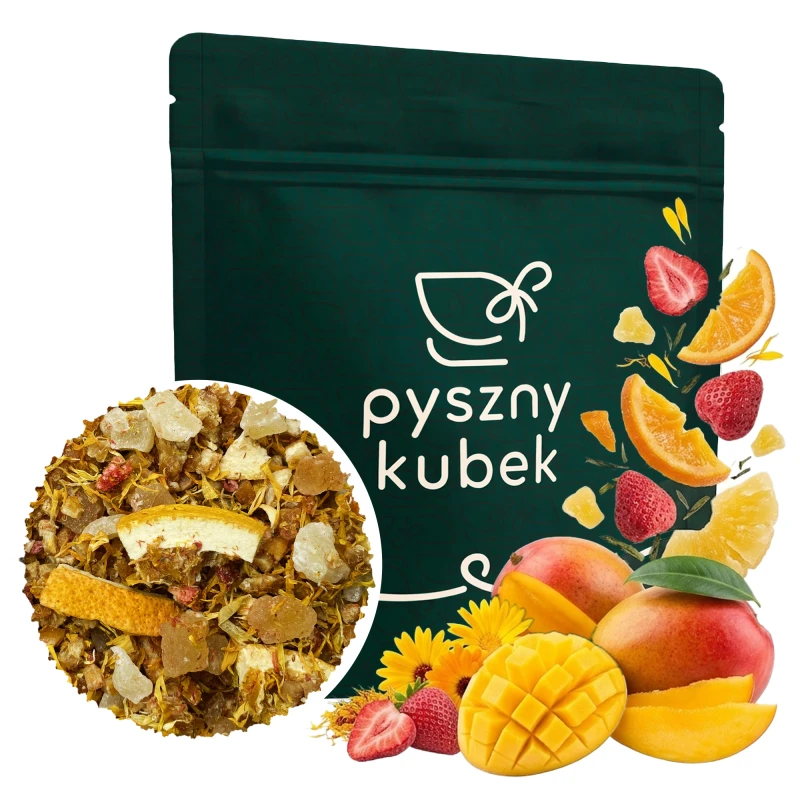Egzotyczna owocowa herbata sypana Mango Tango w eleganckim opakowaniu