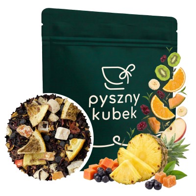 Wieloowocowa herbata sypana Mieszanka Szefa w eleganckim opakowaniu