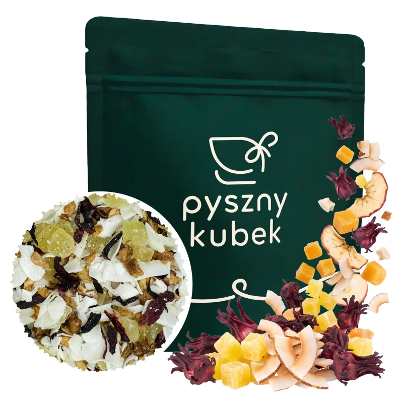 Egzotyczna owocowa herbata sypana Tropikalna Wyspa w eleganckim opakowaniu