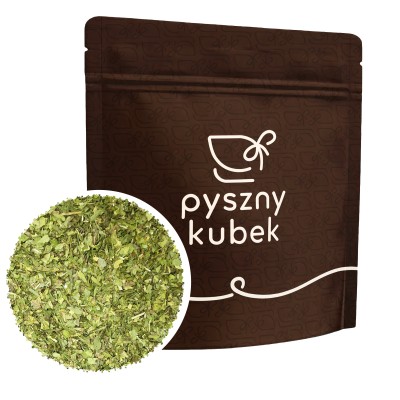 Suszone liście lubczyku w szczelnym opakowaniu strunowym