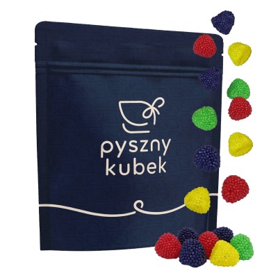 Owocowe żelki malinki w cukrowej posypce