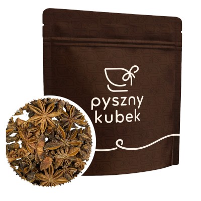 Całe gwiazdki naturalnego anyżu gwiaździstego w opakowaniu strunowym