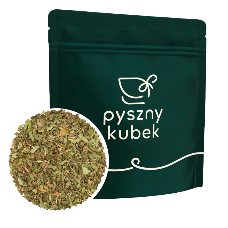 Suszone liście mięty w szczelnym opakowaniu strunowym