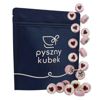 Ręcznie robione cukierki o smaku maliny z różą