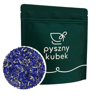 Suszone płatki chabra bławatka niebieskiego w szczelnym opakowaniu strunowym