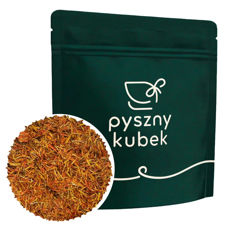 Suszone płatki krokosza barwierskiego w szczelnym opakowaniu strunowym